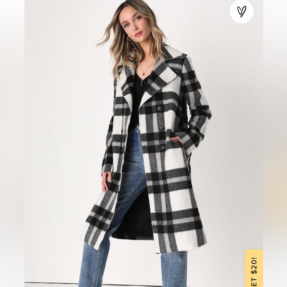 Lulus Plaid Pea Coat